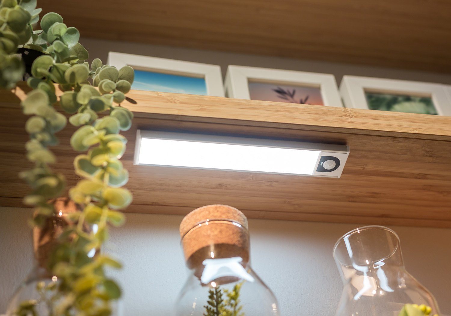 PRECORN Lichtsensor 3er Set LED Lichtleiste USB wiederaufladbar Schranklicht