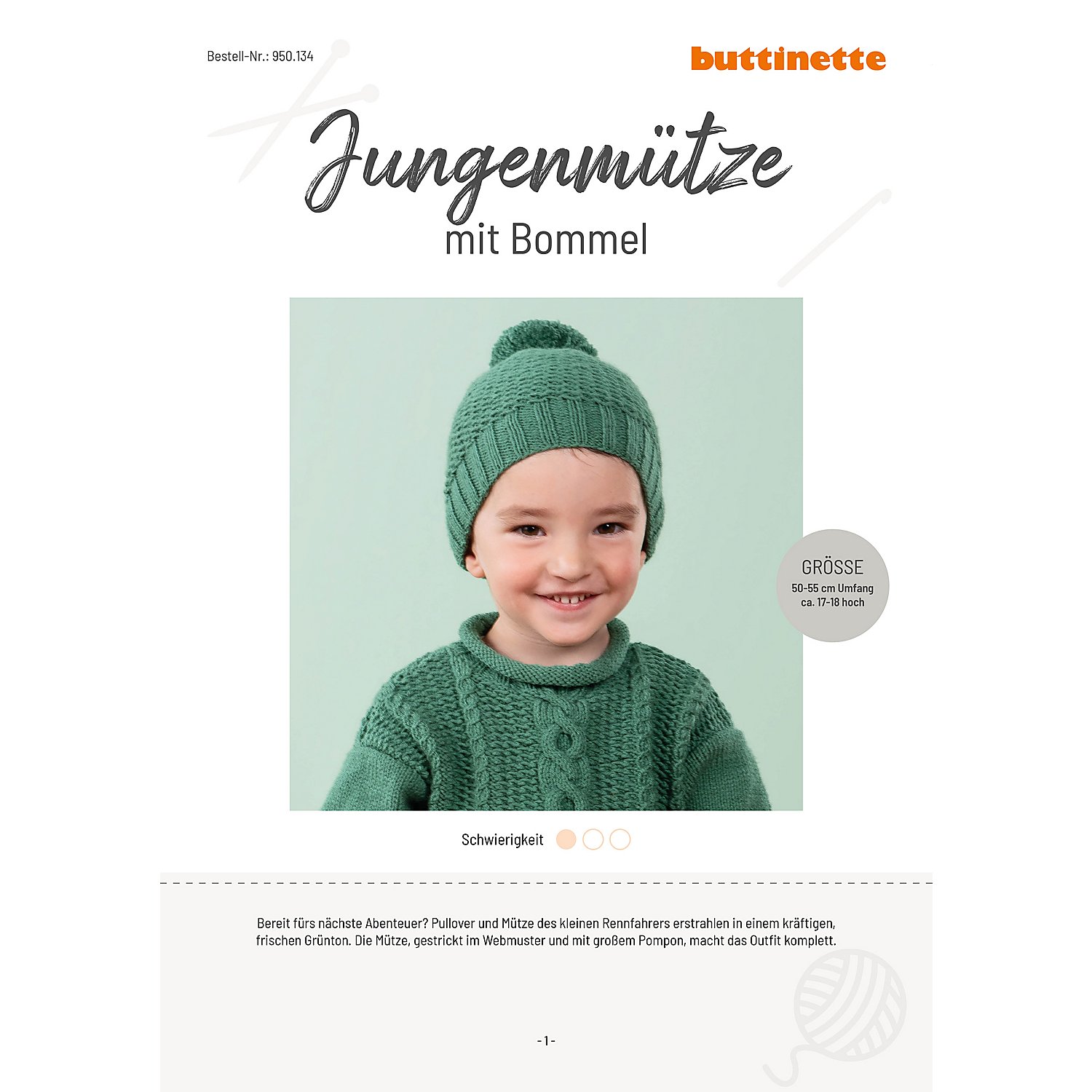 Strickanleitung – Jungenmütze mit Bommel aus Woll Butt Venia