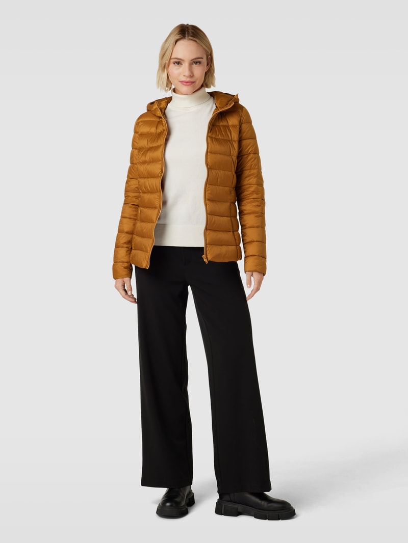 Steppjacke mit Kapuze in senfgelb