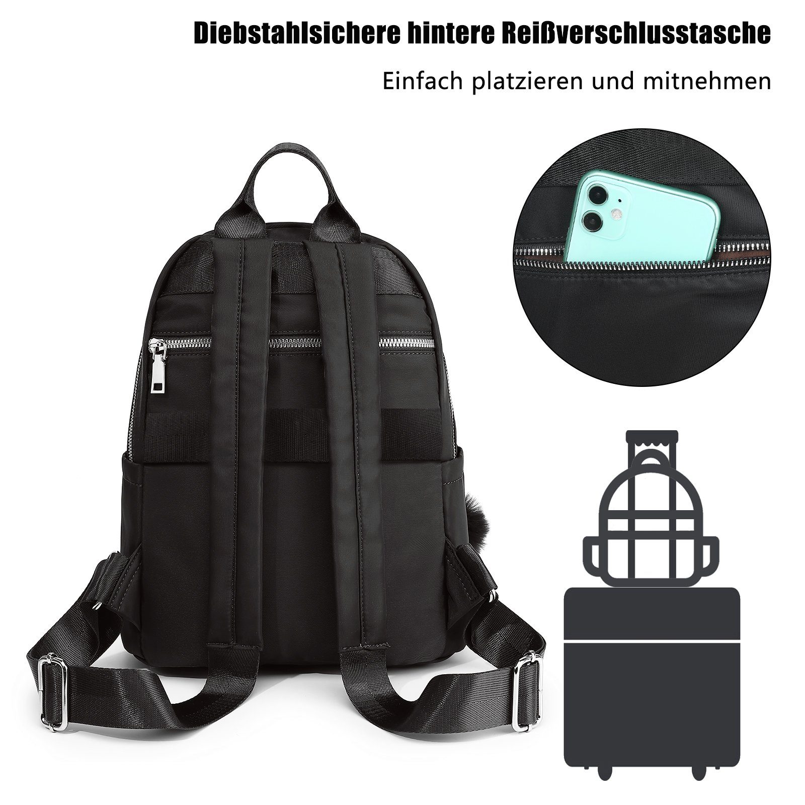 TAN.TOMI Cityrucksack Cityrucksack Damen Klein, Wasserdicht Rucksäcke, Für Schule Travel Wandern Arbeit
