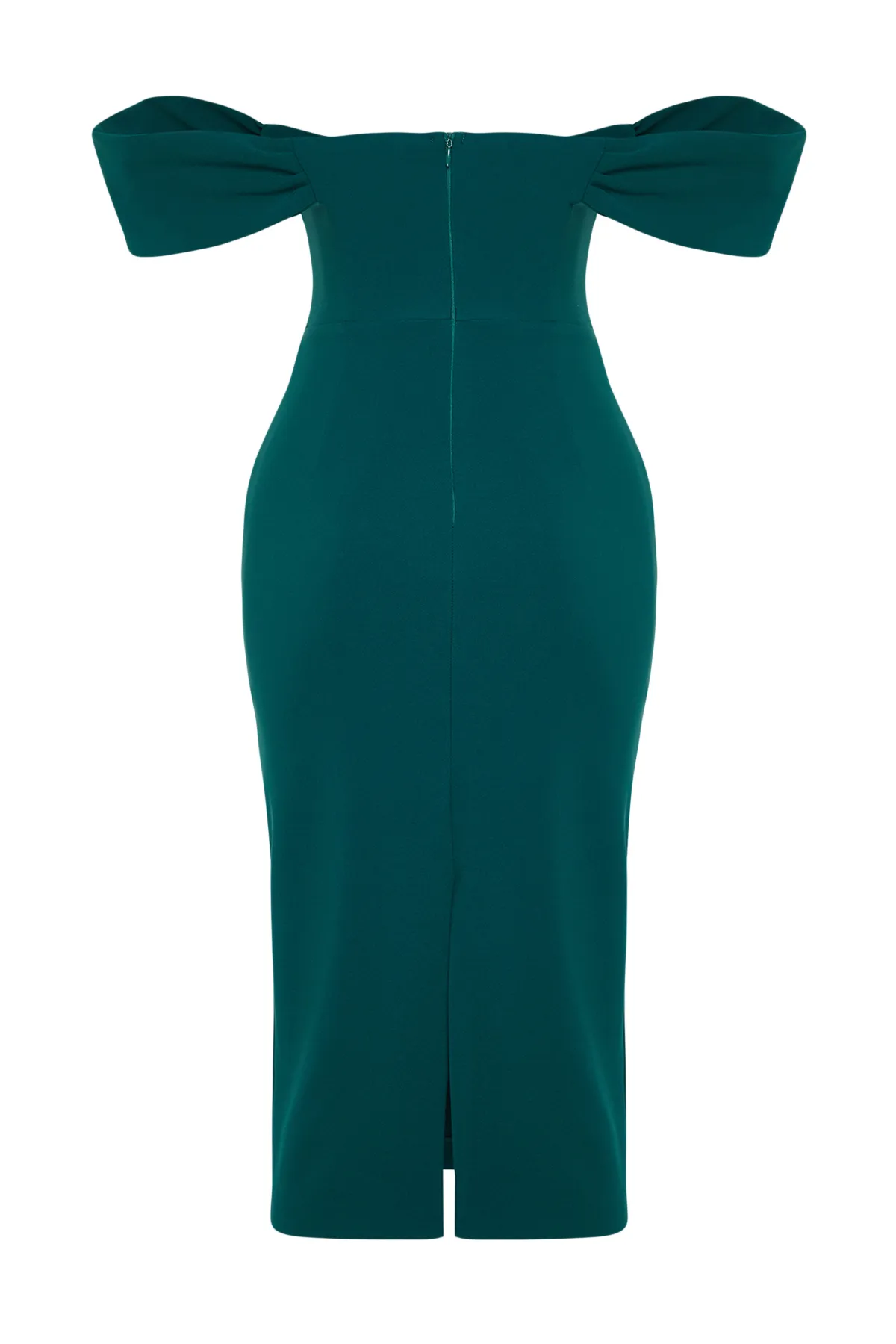 Trendyol Collection  Smaragdgrünes, figurbetontes, elegantes Abendkleid mit gewebtem Korsettdetail TPRSS22EL00097