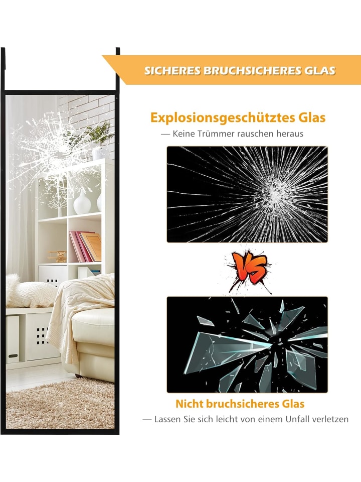 COSTWAY Wandspiegel 107x36,5cm in Schwarz günstig kaufen onesize