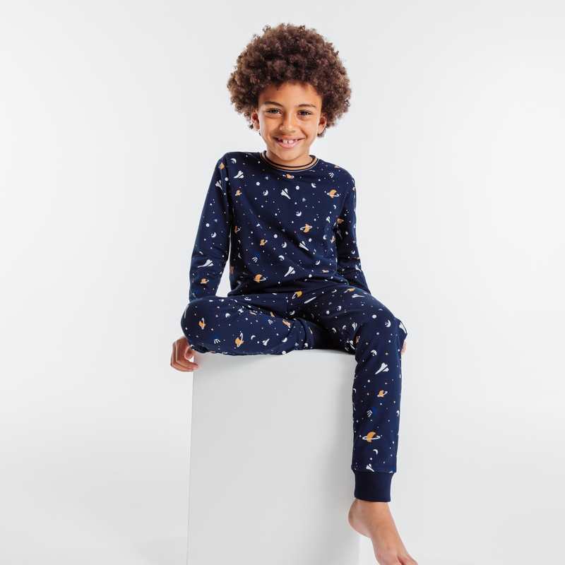 Pyjama 2 pièces motif planètes bleu garçon