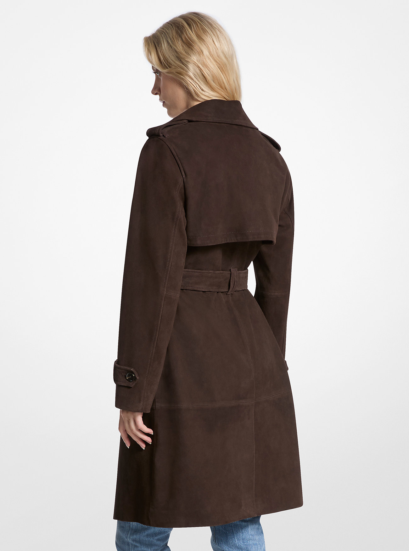 Trenchcoat i semsket skinn - SJOKOLADE