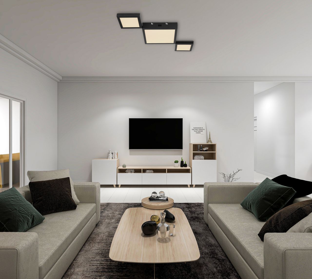 Globo Lighting - BURKHARD - Deckenleuchte Metall schwarz matt, LED