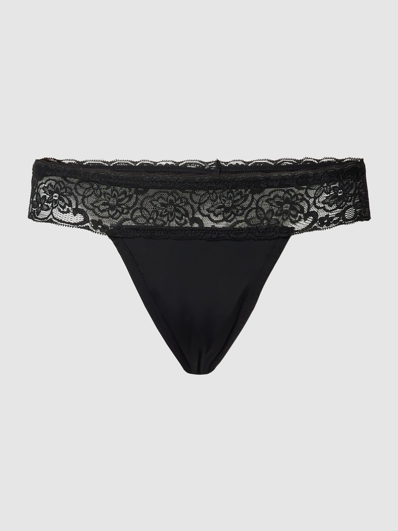 String mit Details aus Spitze in schwarz