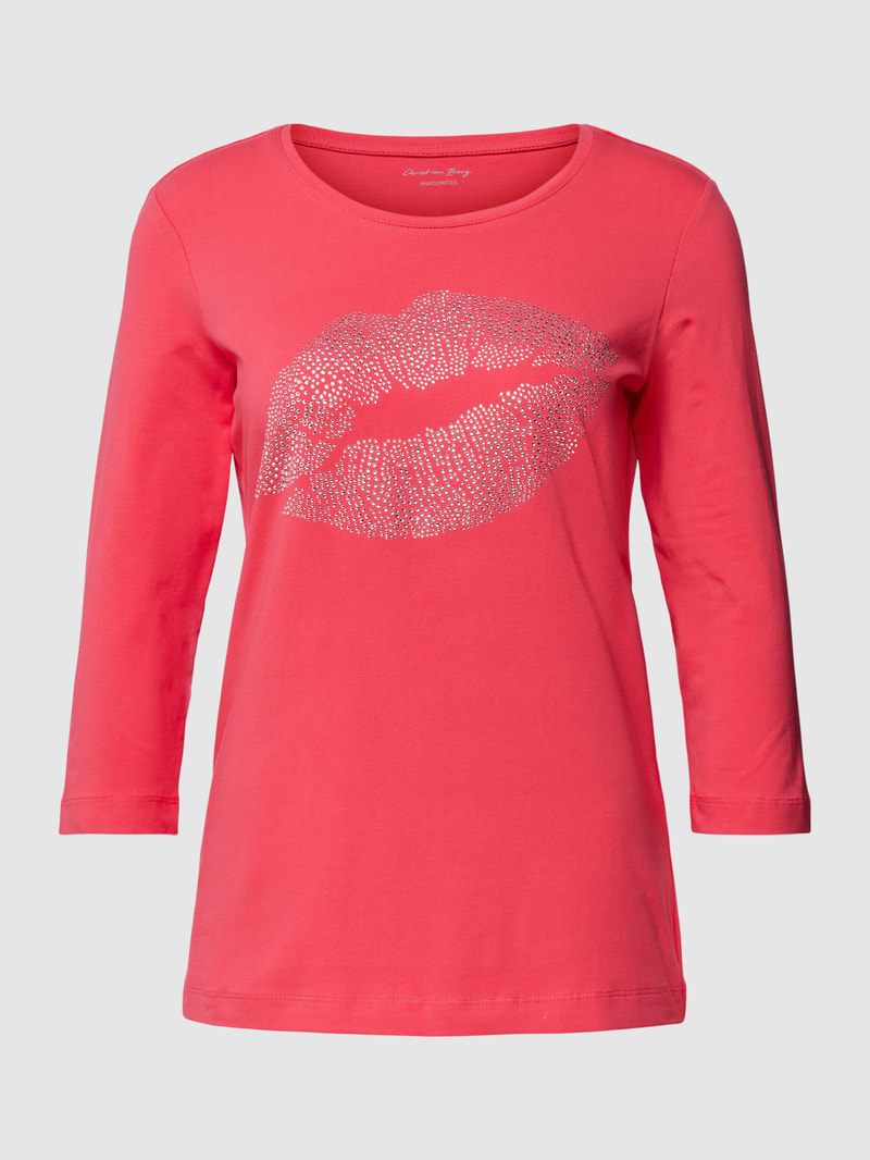 Longsleeve mit Zierperlenbesatz in pink