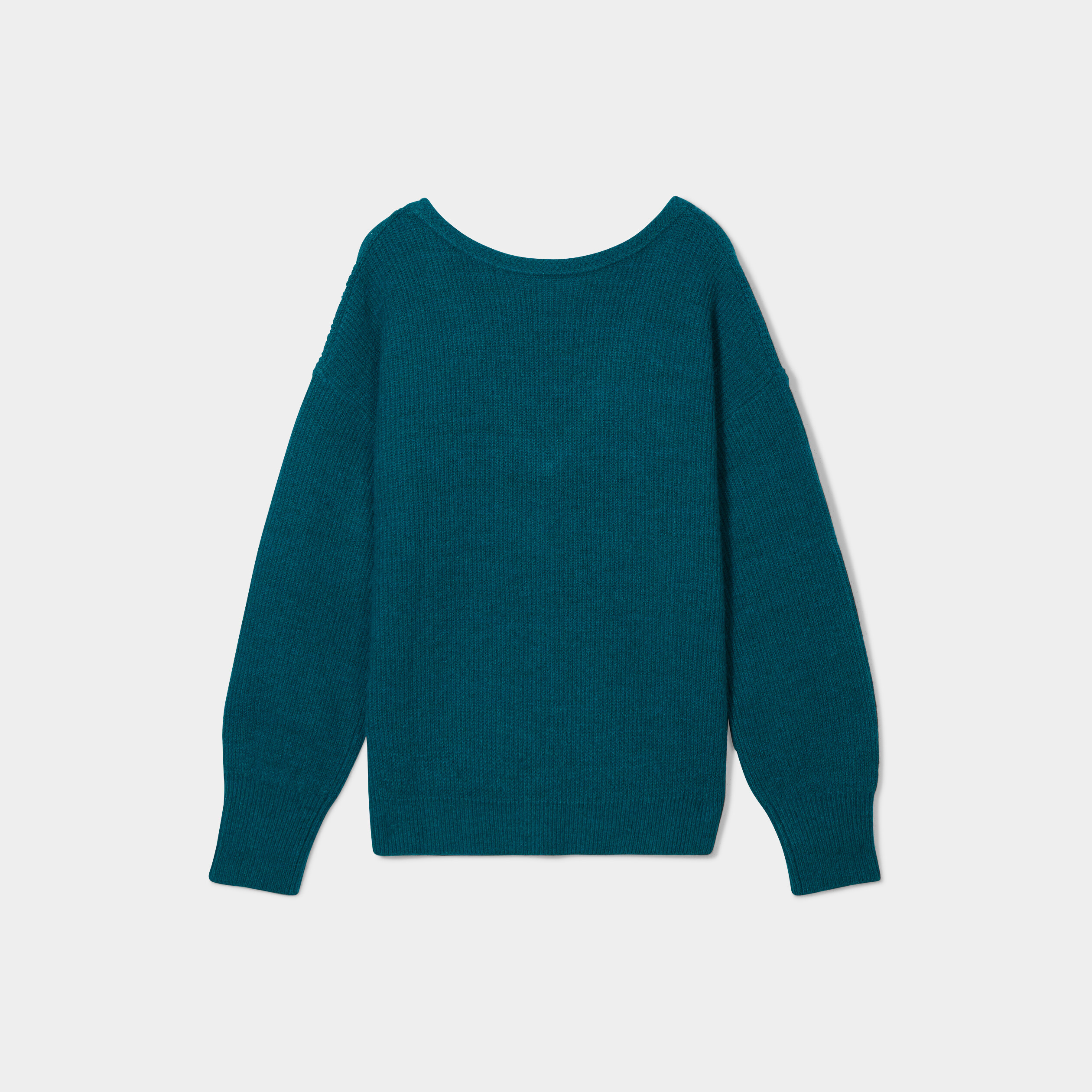 Pull réversible dos col en V bleu canard femme | La Halle