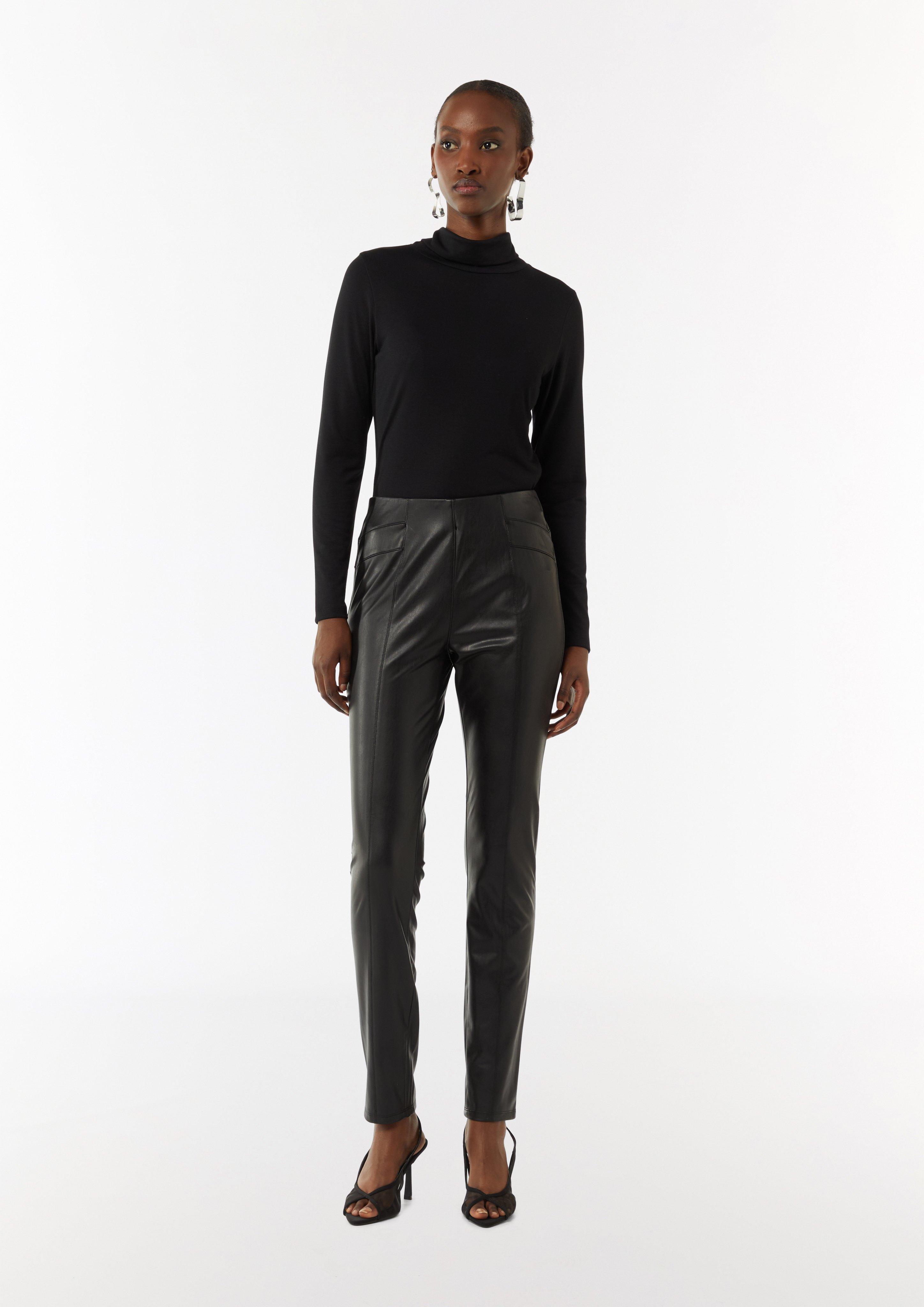 Elastische Leggings aus Lederimitat - schwarz