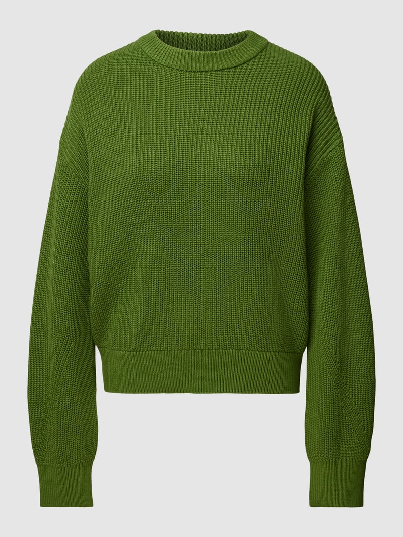 Strickpullover mit Rundhalsausschnitt in grasgrün