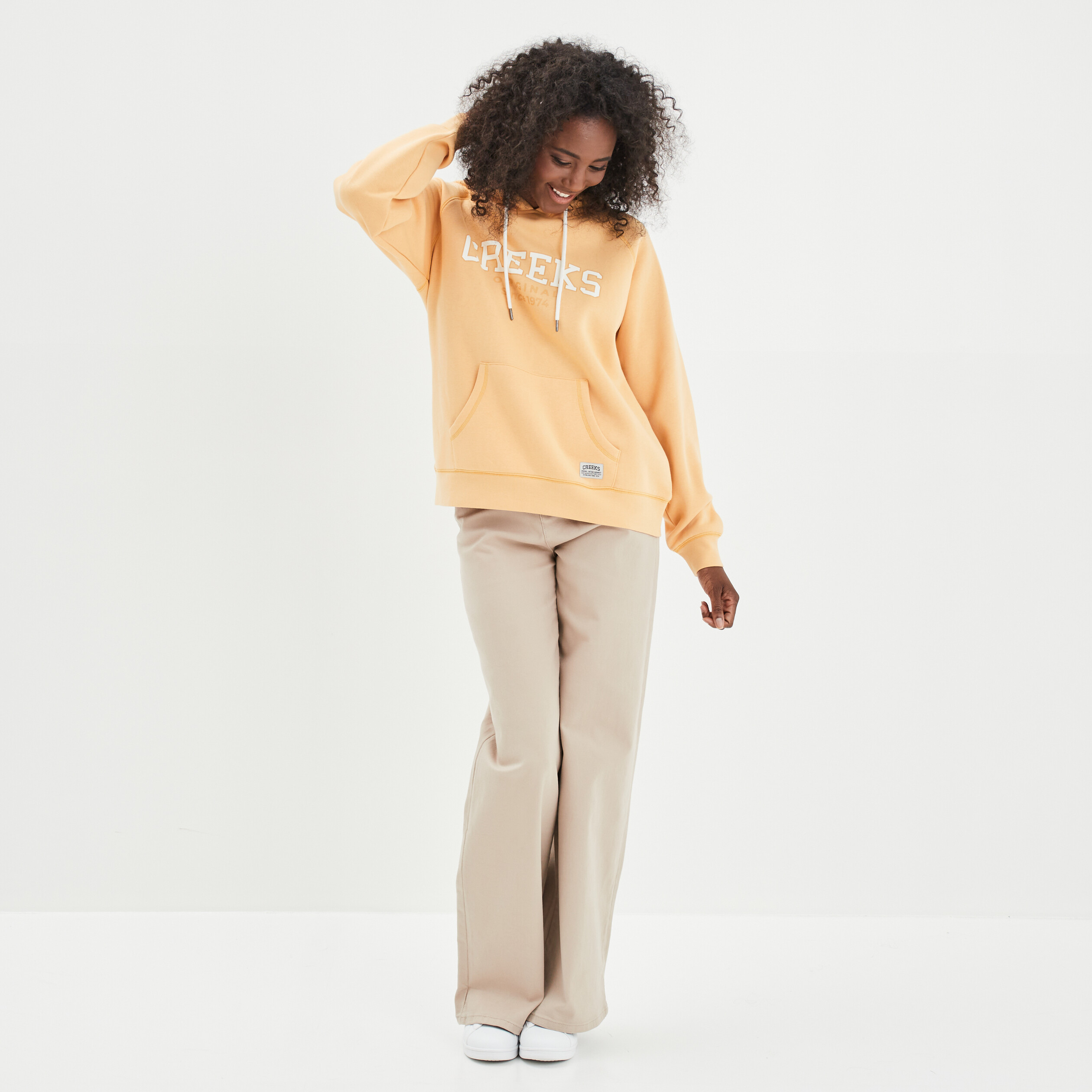 Pantalon large taille haute beige femme | La Halle