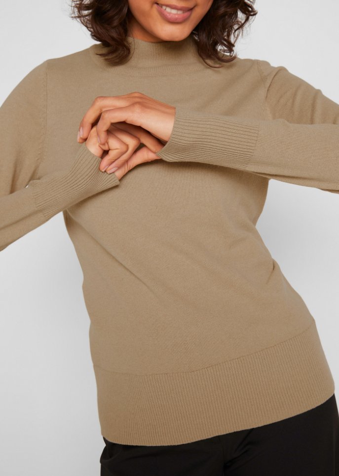 Basic Pullover mit Stehkragen mit recycelter Baumwolle
