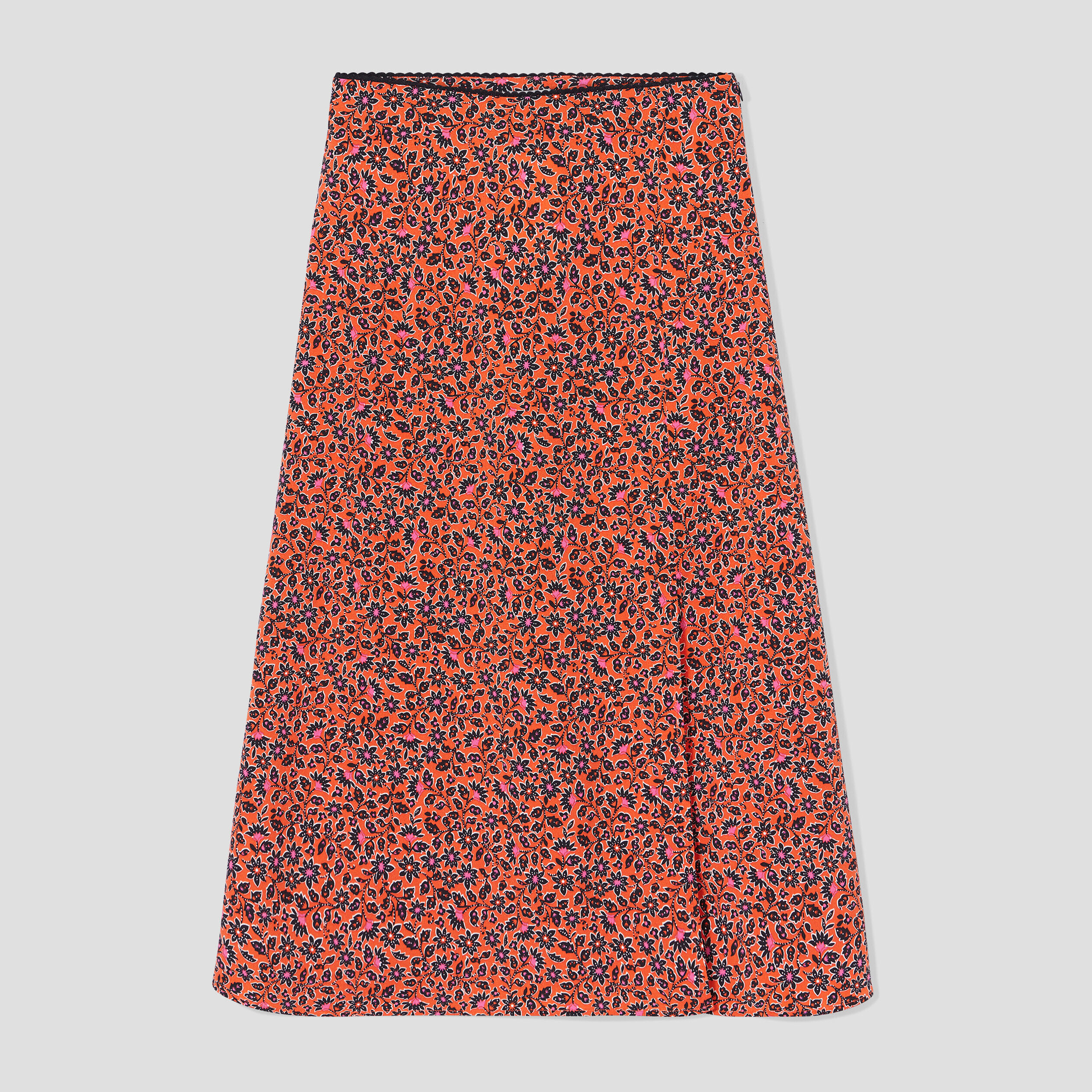Jupe longue droite fendue orange femme | Cache Cache