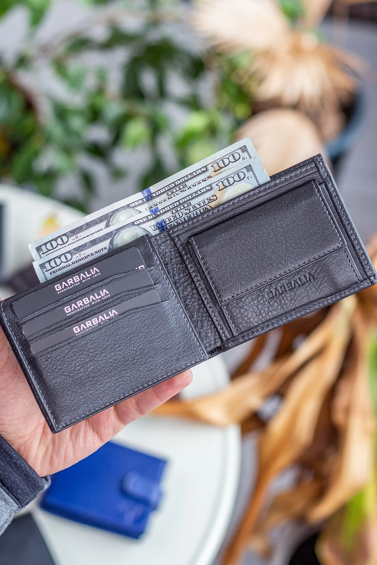 Garbalia  Jackson Portemonnaie aus echtem Leder mit RFID-Schutz in Anthrazit und Münzfach