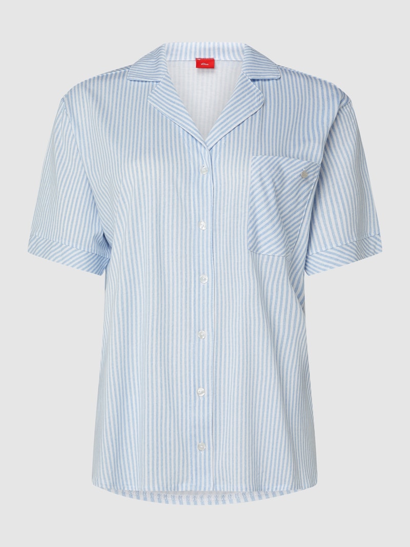 Pyjama-Oberteil mit Streifenmuster in marineblau