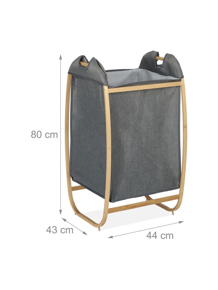 relaxdays Wäschekorb in Grau/ Natur - (B)44 x (H)80 x (T)43 cm günstig kaufen onesize