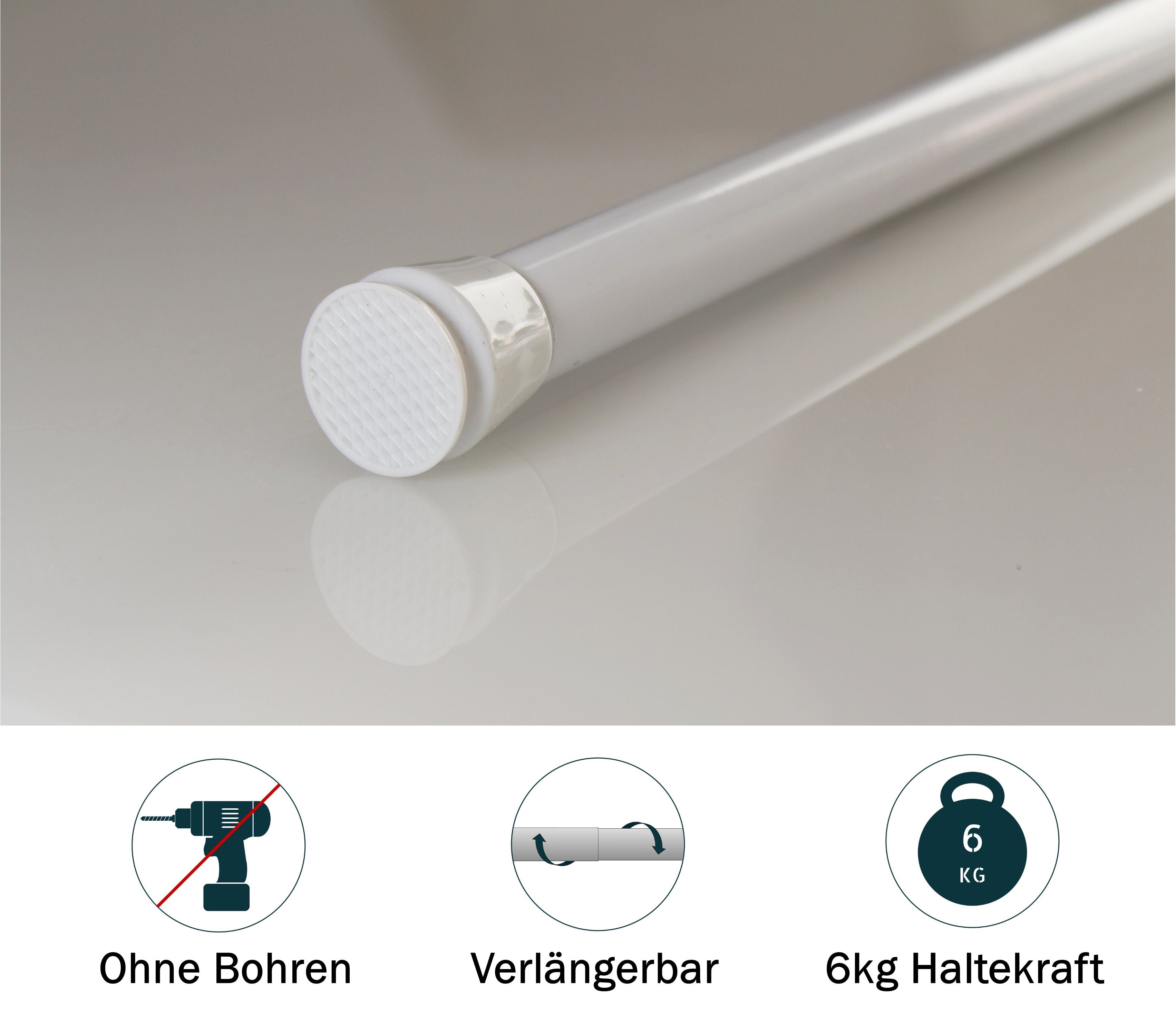 Türvorhang mit Stange weiß 70-120 cm Thermo Vorhang ohne Bohren, blickdicht, tinycurtains, Ösen, verdunkelnd, Polyester, grau Nebula, Türgardine mit Klemmstange Raumtrenner Vorhang Tür