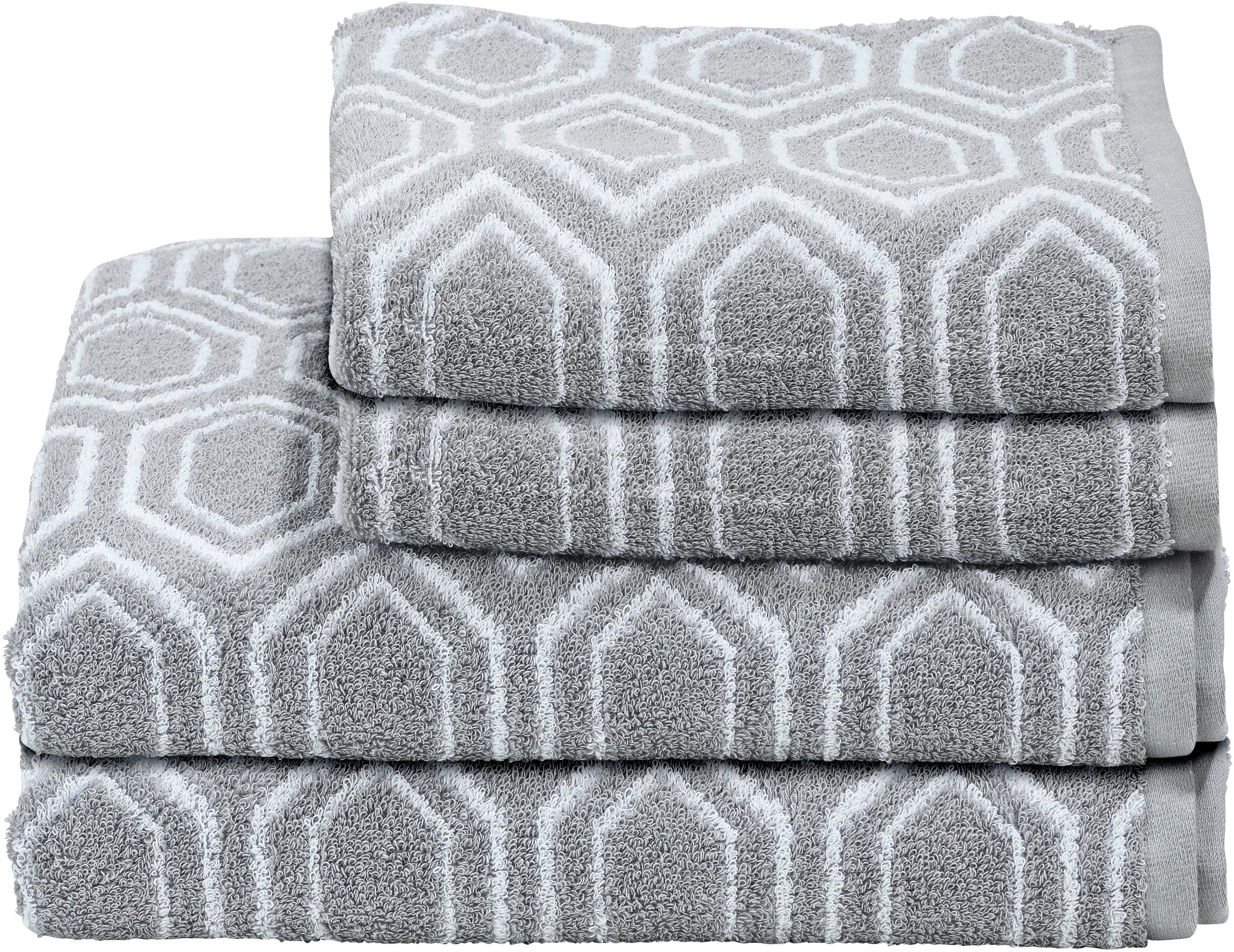 done.® Handtuch Set Daily Shapes Ethno, Jacquard-Walkfrottier, (Set, 4-tlg), 2x Handtücher & 2x Duschtücher, Jacquardgewebe, modernes Muster