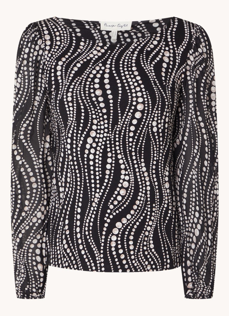 Phase Eight Patricia top with balloon sleeves and print