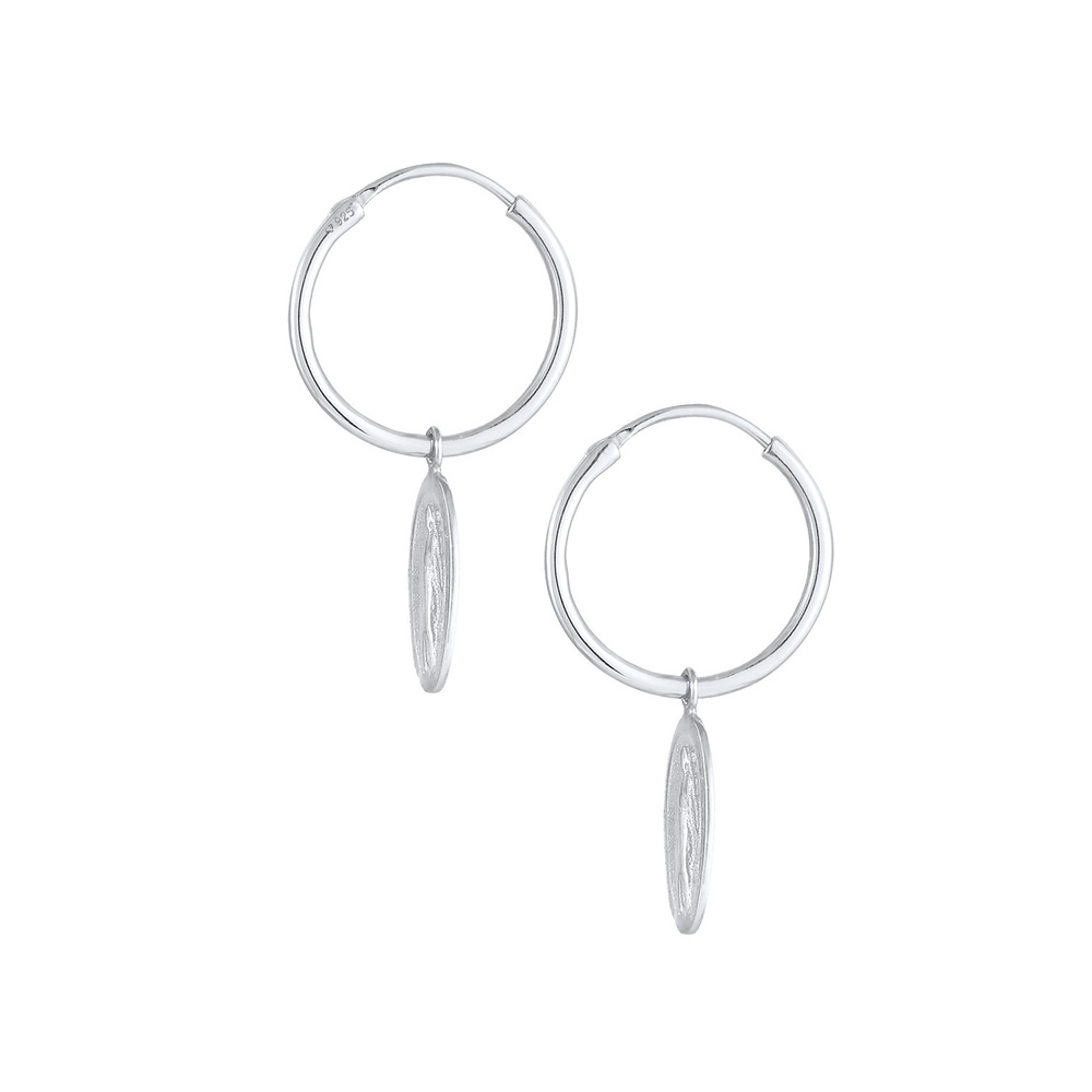 Elli Elli Boucles d'Oreilles Creolen Einhänger Marienbild Glaube 925 Silber Boucles d'oreilles