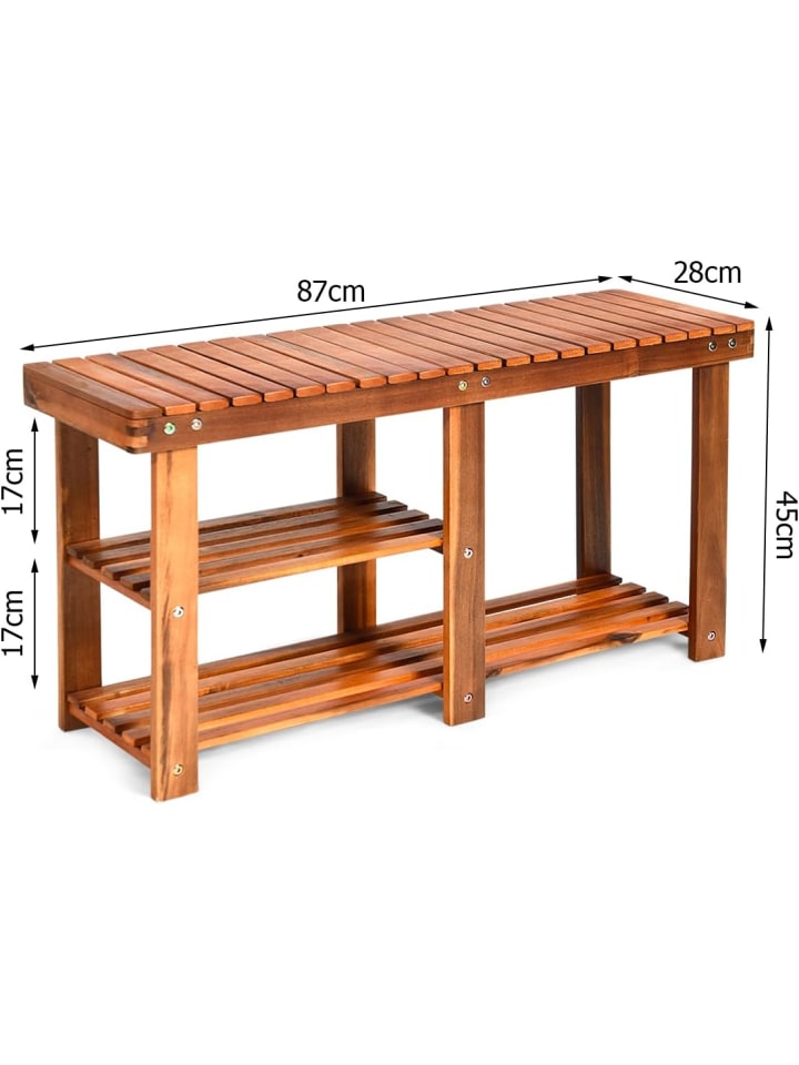COSTWAY Schuhregal mit Sitzbank 87x28x45cm in Braun günstig kaufen onesize