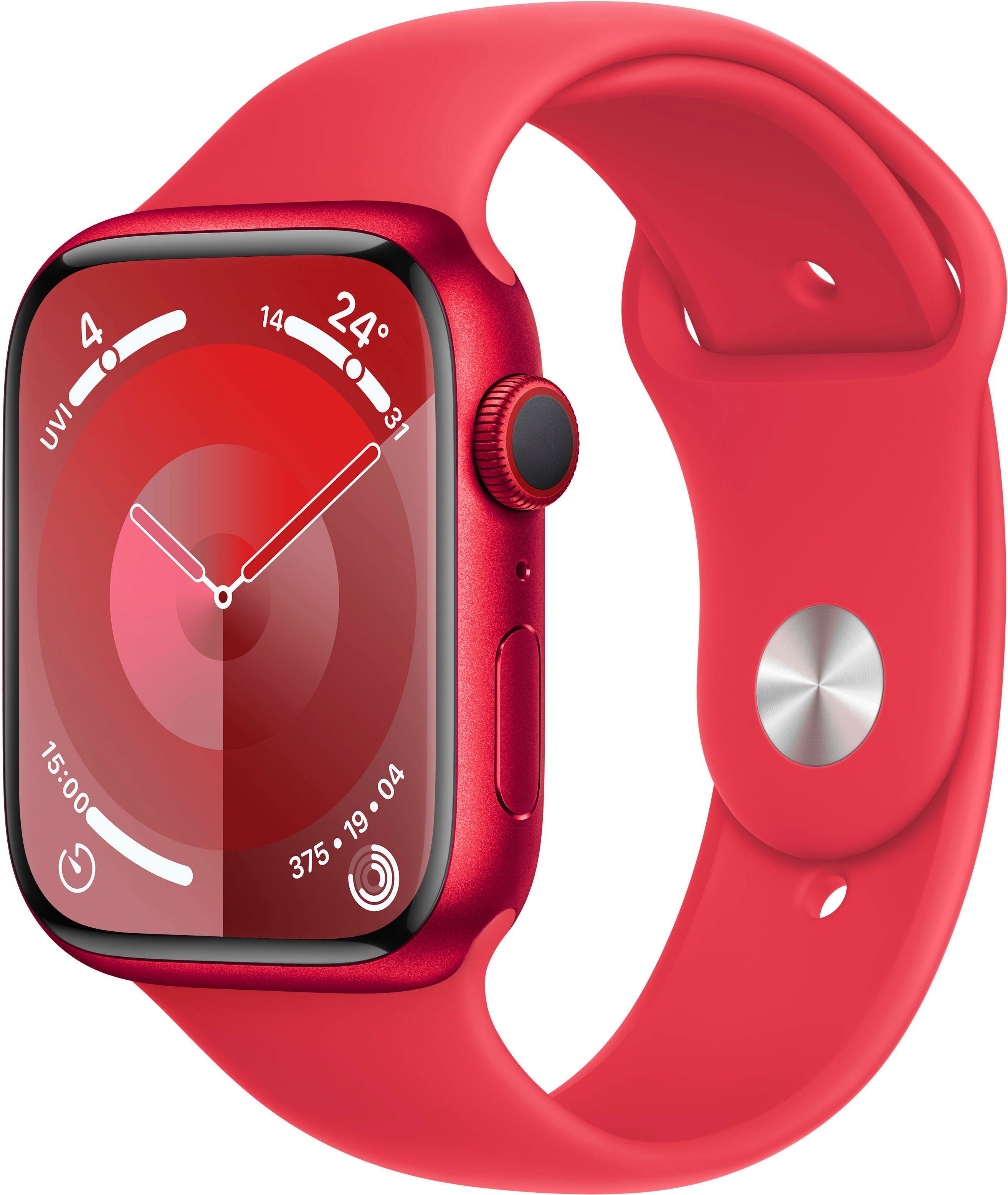 Apple Watch Series 9 GPS + Cellular Smartwatch (4,5 cm/1.8 Zoll, Watch OS 10), Sport Band