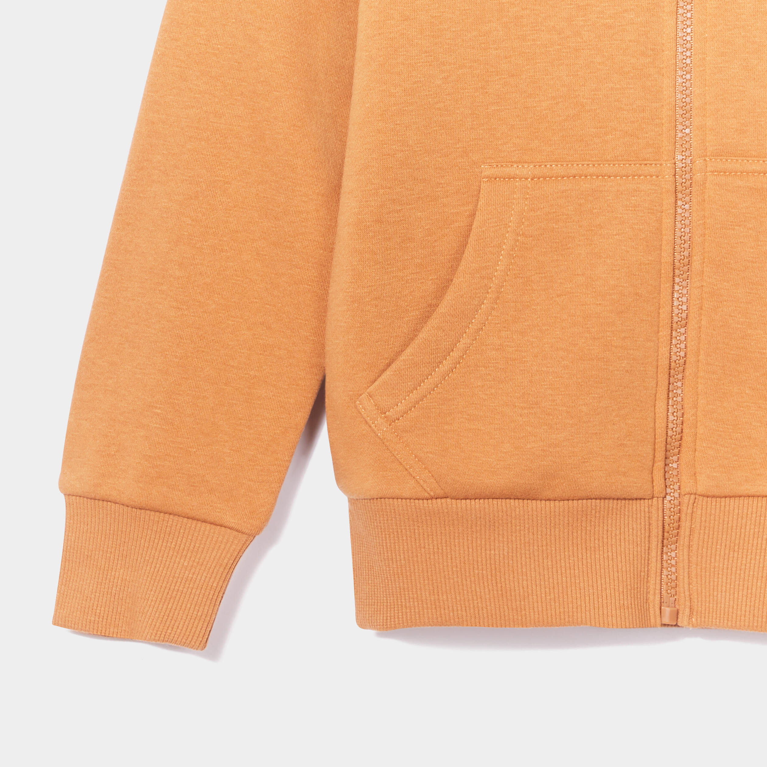 Sweat zippé molletonné à capuche marron cognac garçon | La Halle