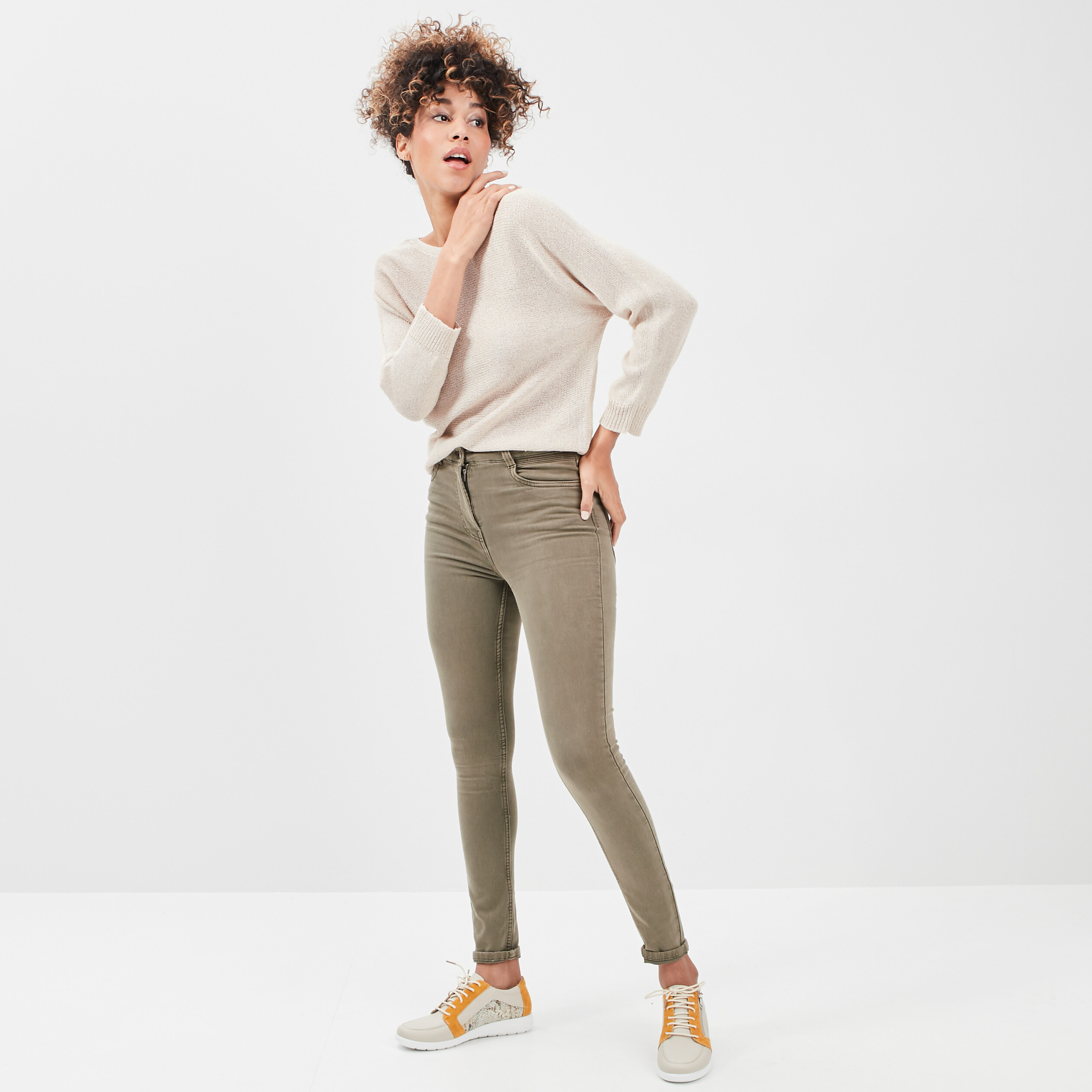 Pull manches longues sable femme | La Halle