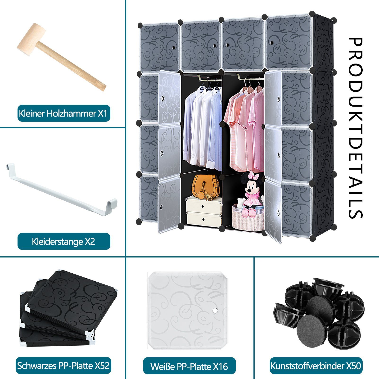 AUFUN Kleiderschrank DIY Kombischrank (16-St., modularer Kombischrank)