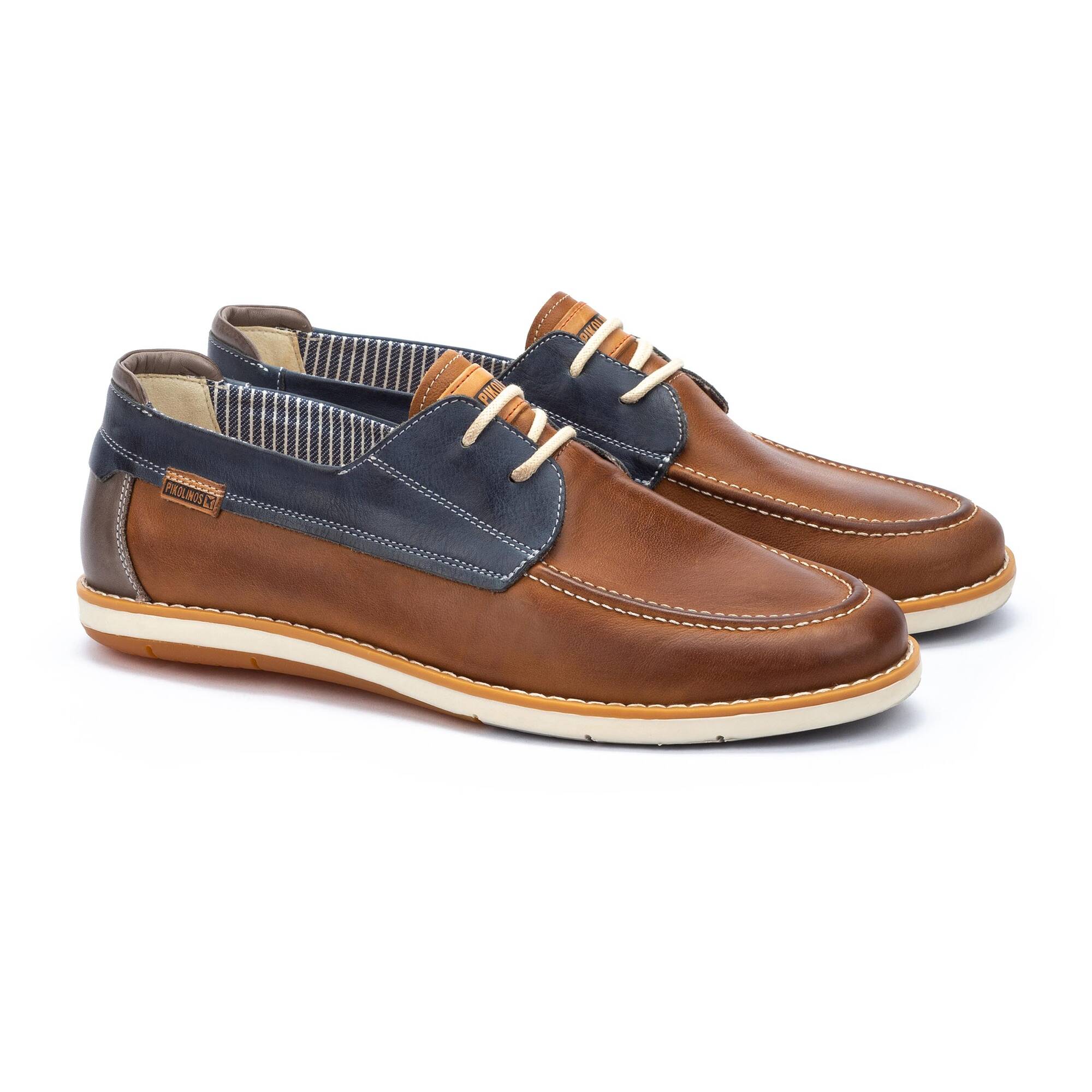 Dwukolorowe buty żeglarskie męskie - BRANDY