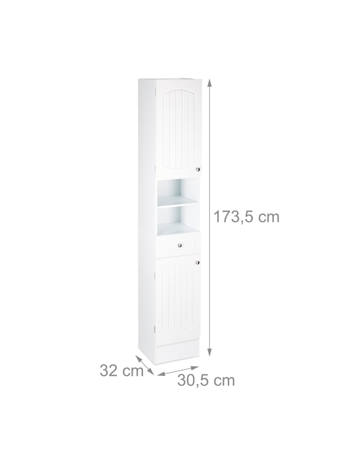 relaxdays Badhochschrank in Weiß - (B)30,5 x (H)173,5 x (T)32 cm günstig kaufen onesize