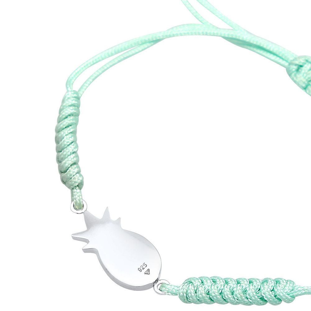 Elli Elli Bracelet Enfants Ananas Colorés Été Nylon Bleu Réglable en Argent Sterling 9 Bracelet