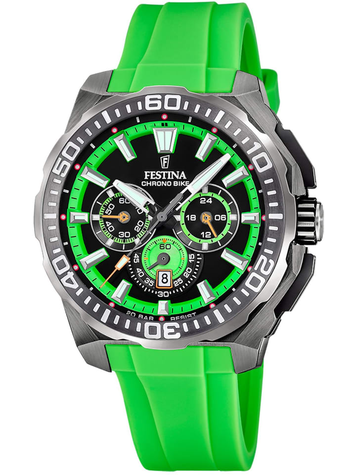 Festina Herrenuhr Chronograph Schwarz/Grün günstig kaufen onesize