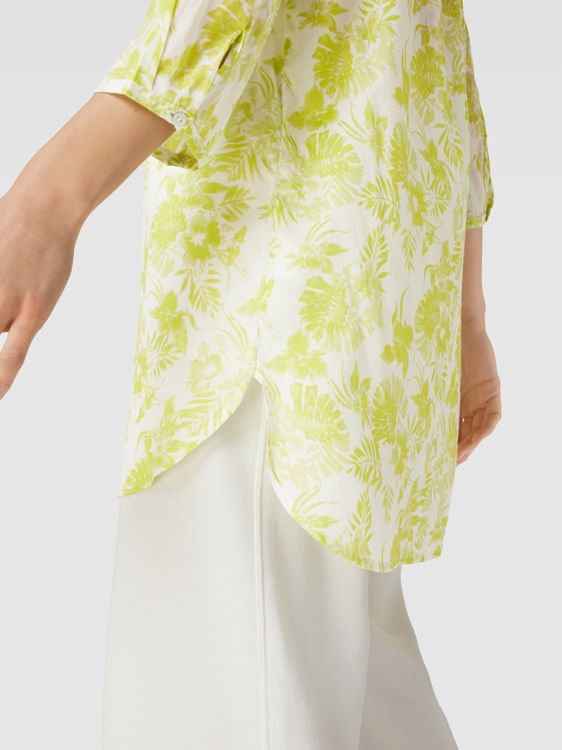 Bluse mit floralem Muster Modell 'Tunika' in neon grün