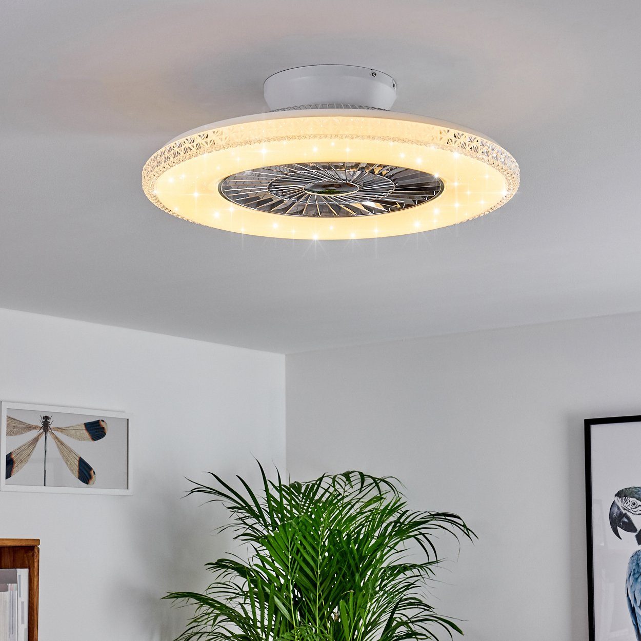 hofstein Deckenventilator Vaprio LED Deckenventilator in Weiß/Chorm