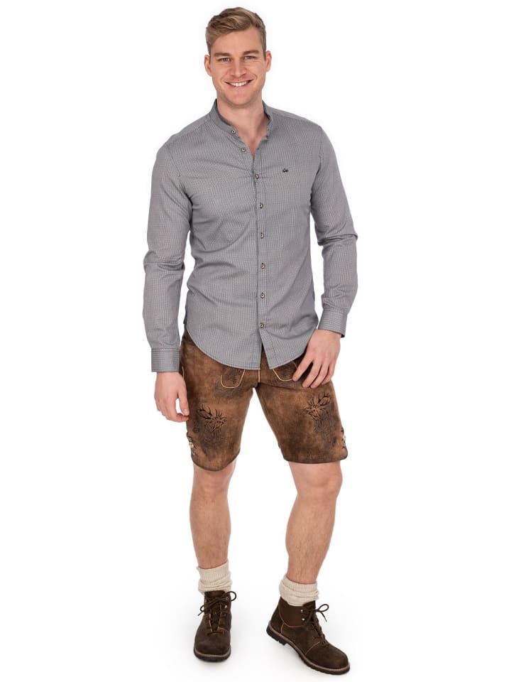 Spieth & Wensky Stehkragenhemd DORIAN in grau günstig kaufen 3XL