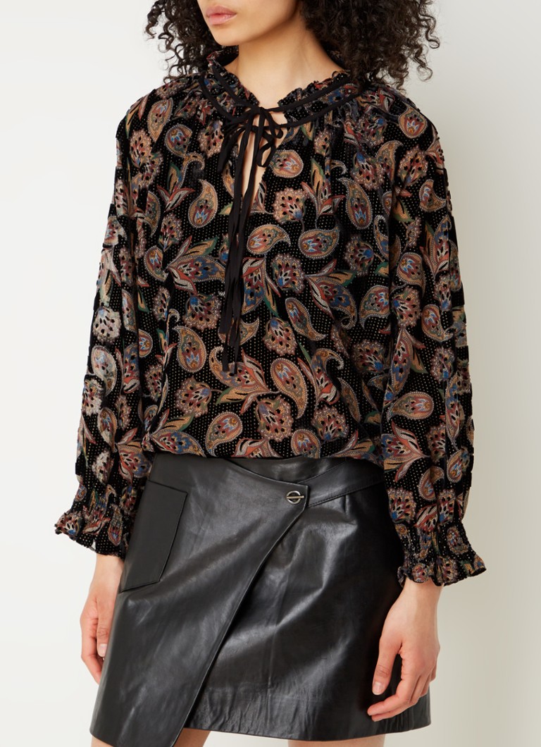 ba&sh Ruiz tunic with paisley pattern and bow collar