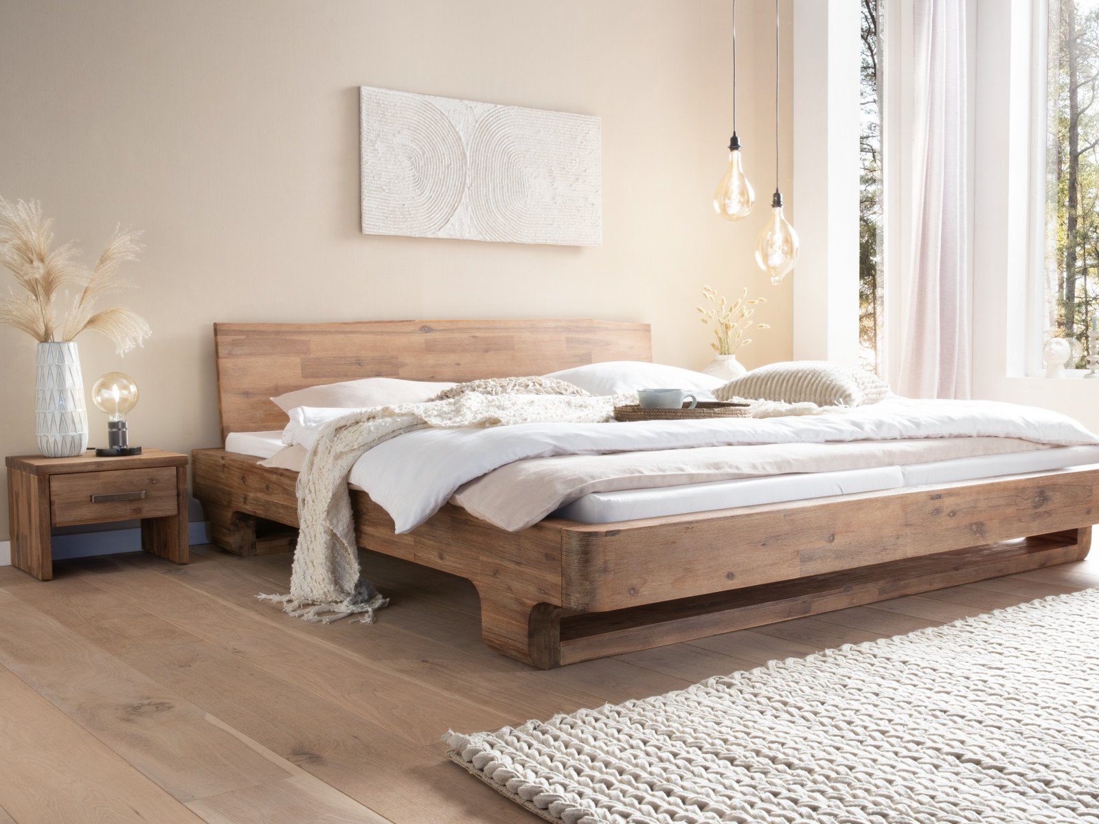 massivum Massivholzbett A Holzbett Sendai Akazie rustic