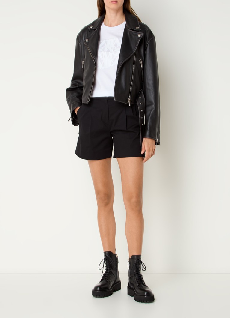 Jachetă din piele de miel MaxMara cu buzunare cu fermoar.