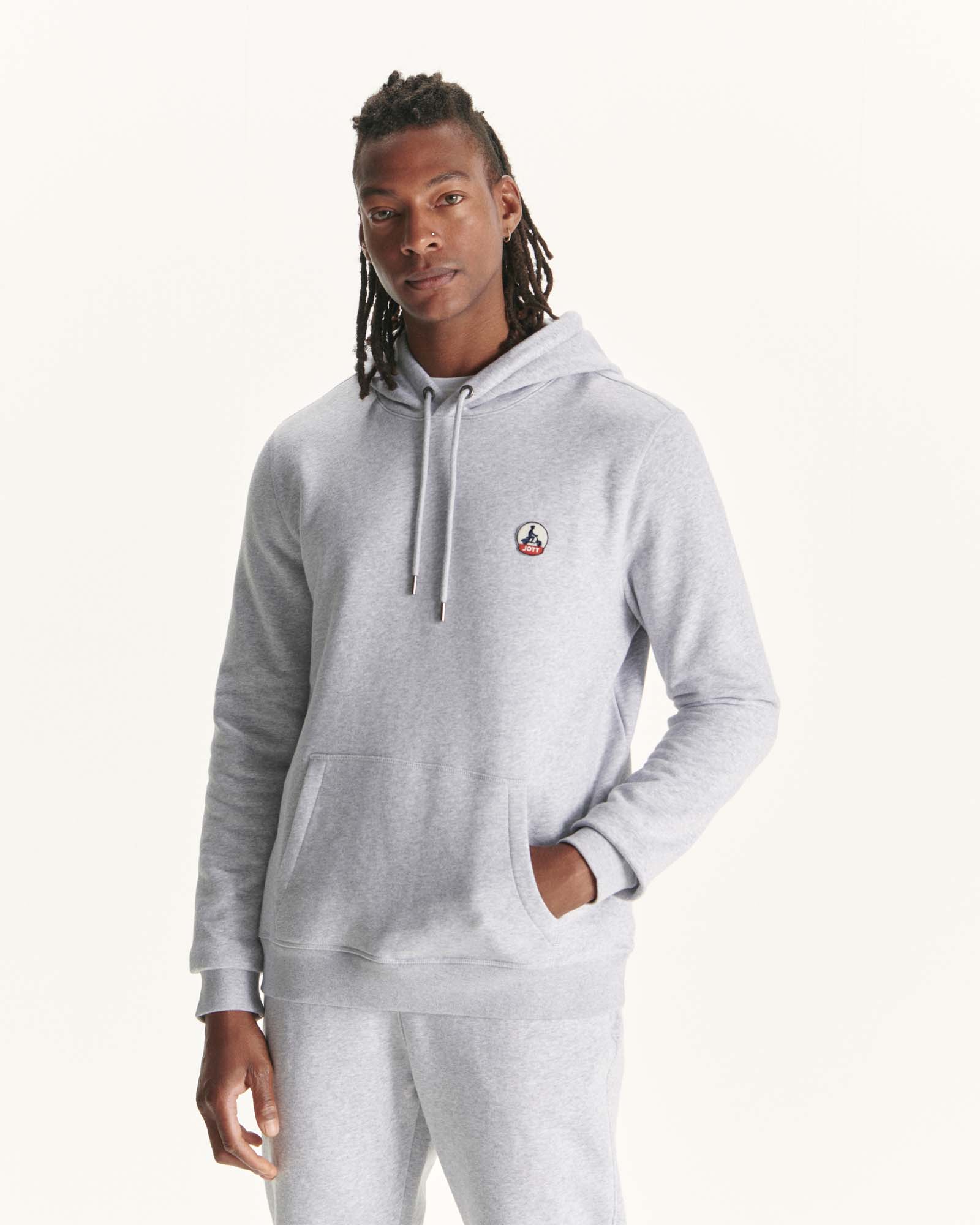 Sweat à capuche homme en coton biologique Gris chiné Mataro