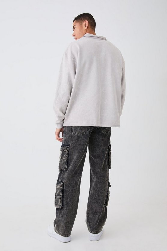 Oversized Washed Revere Rugby Sweatshirt Polo
