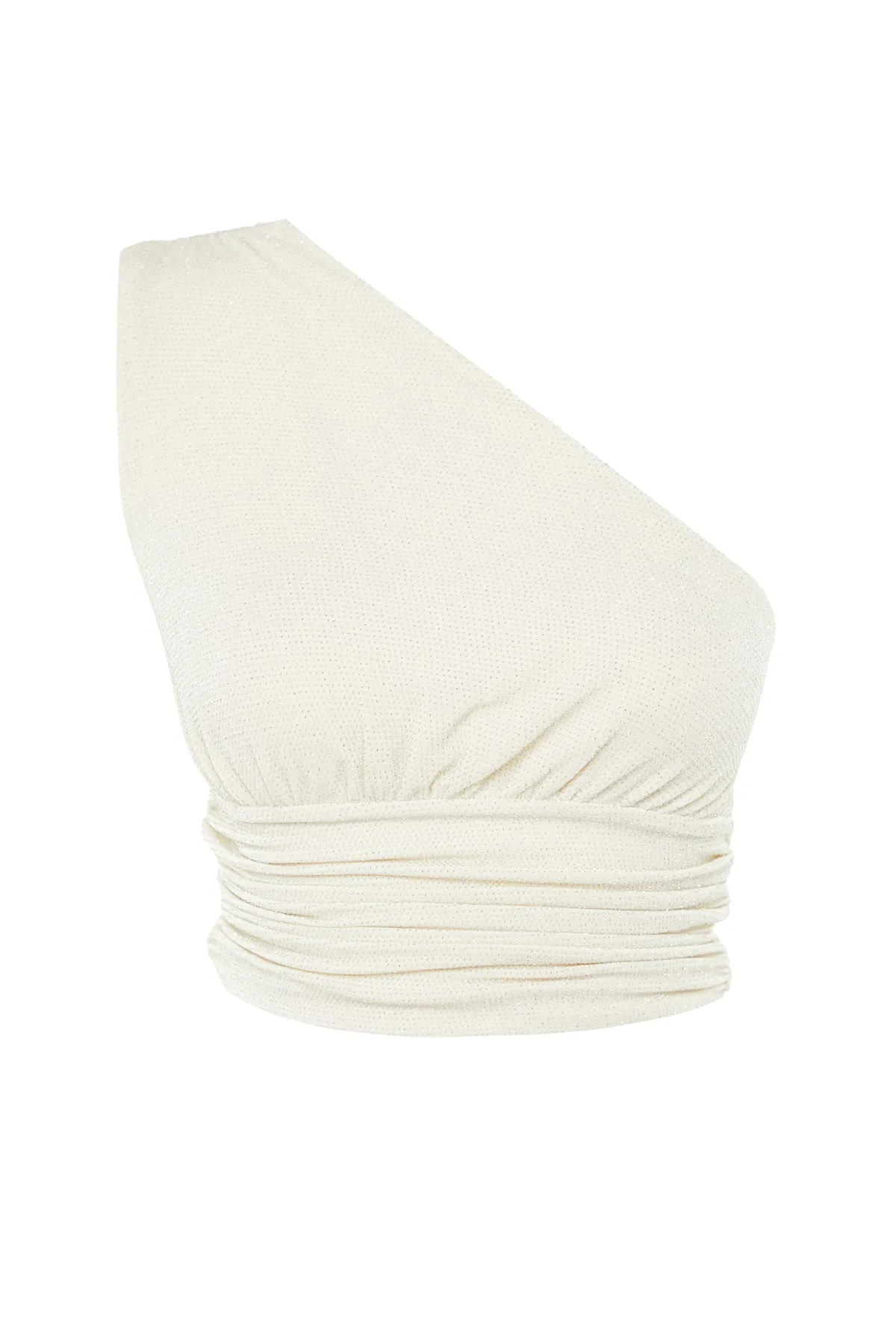 Trendyol Collection  Ecrufarbenes, bauchfreies, gefüttertes, glänzendes Strick-Bustier TPRSS23BS00011