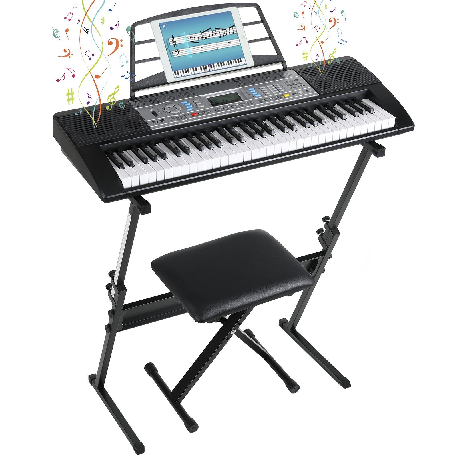 TLGREEN Digitalpiano Keyboard Piano Digital Klavier 61 Tasten, E-Piano Tastatur, Automatische Bassakkorde: Einzelfinger/Mehrfinger/Synthetik/Akkord