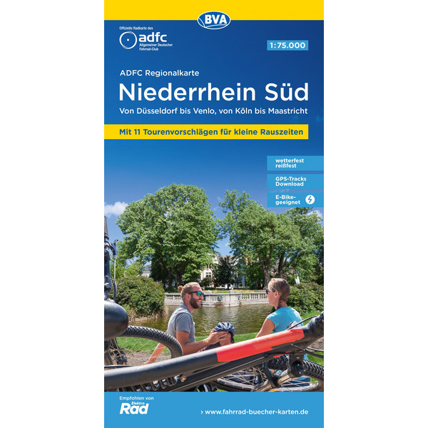 ADFC-REGIONALKARTE NIEDERRHEIN SÜD 1:75.000, MIT TAGESTOUREN - Fahrradkarte
