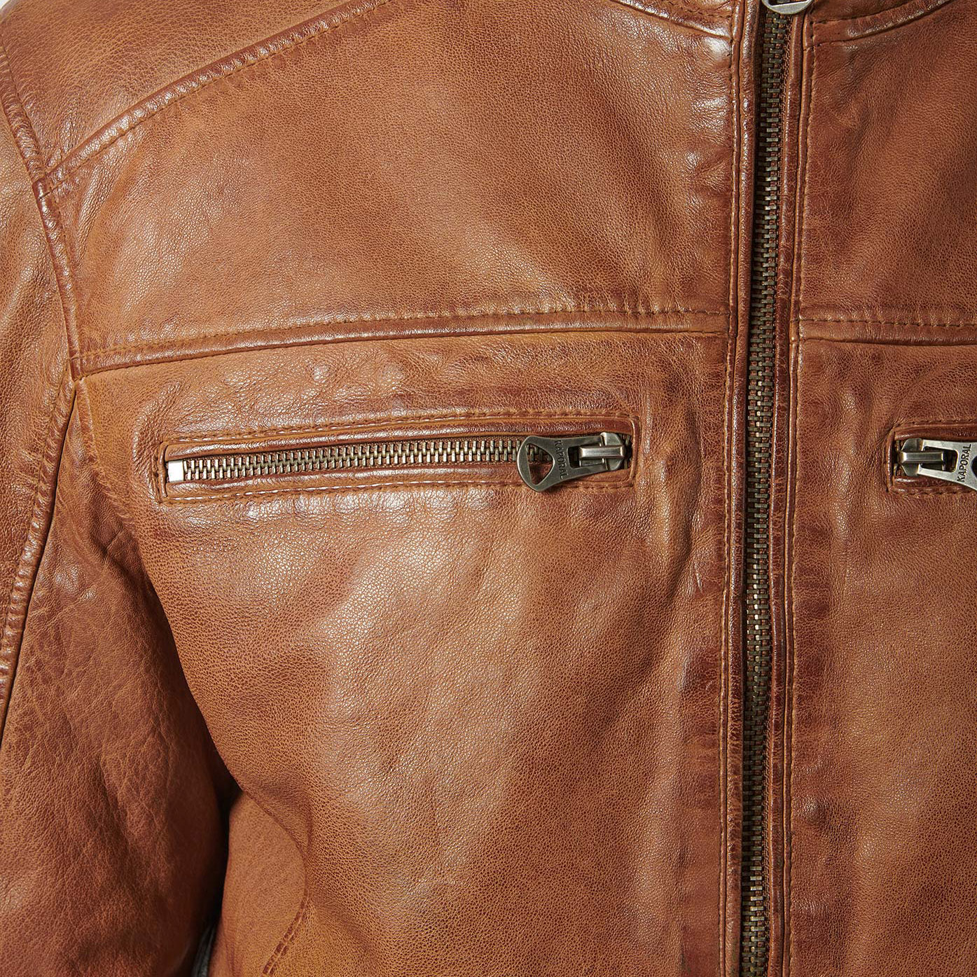 UNIQ   Veste en cuir marron Homme