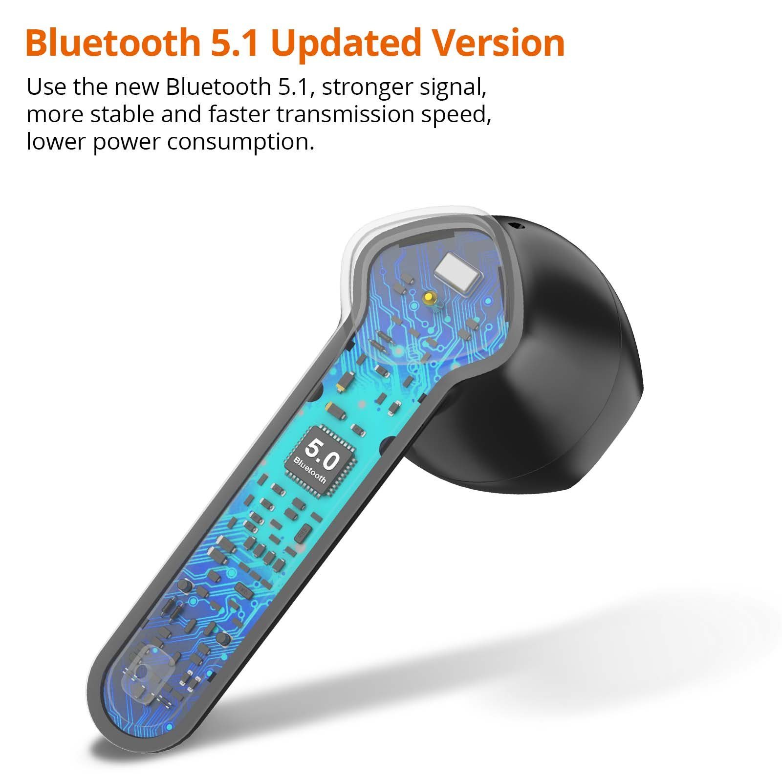 RIVERSONG Joypro M1 Earbuds wireless In-Ear-Kopfhörer (Bluetooth, Ohrhörer, Headphone, Earbuds, HD Sound, bis zu 24 Stunden Musikgenuß)