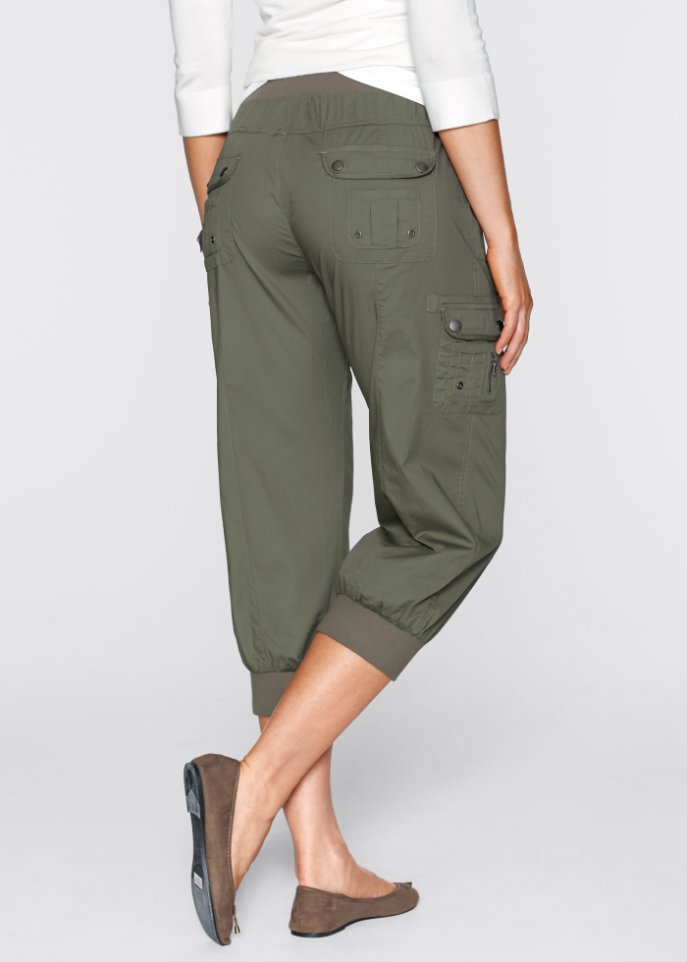 3/4-Baumwoll-Cargohose mit Bequembund