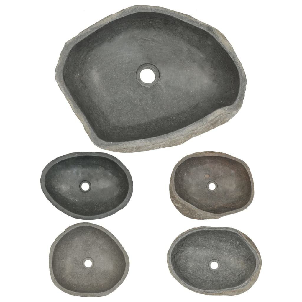 vidaXL Waschbecken Waschbecken Flussstein Oval 40 cm x 15 cm x 41 cm braun