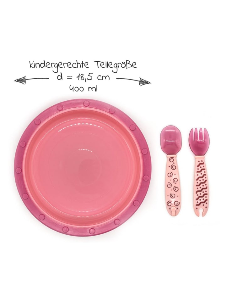 MiaMia Babyteller zum Mitnehmen inkl. Besteck - Pink in rosa günstig kaufen onesize