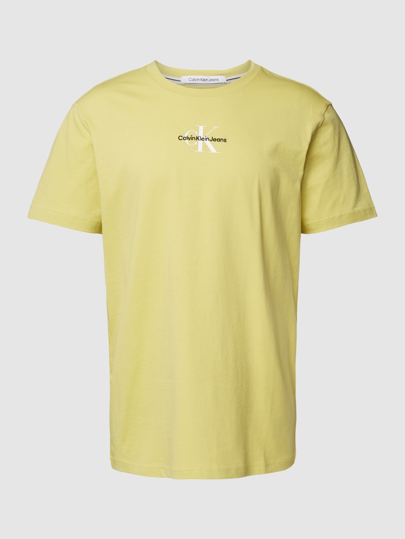 Regular Fit T-Shirt mit Label-Detail in hellgelb